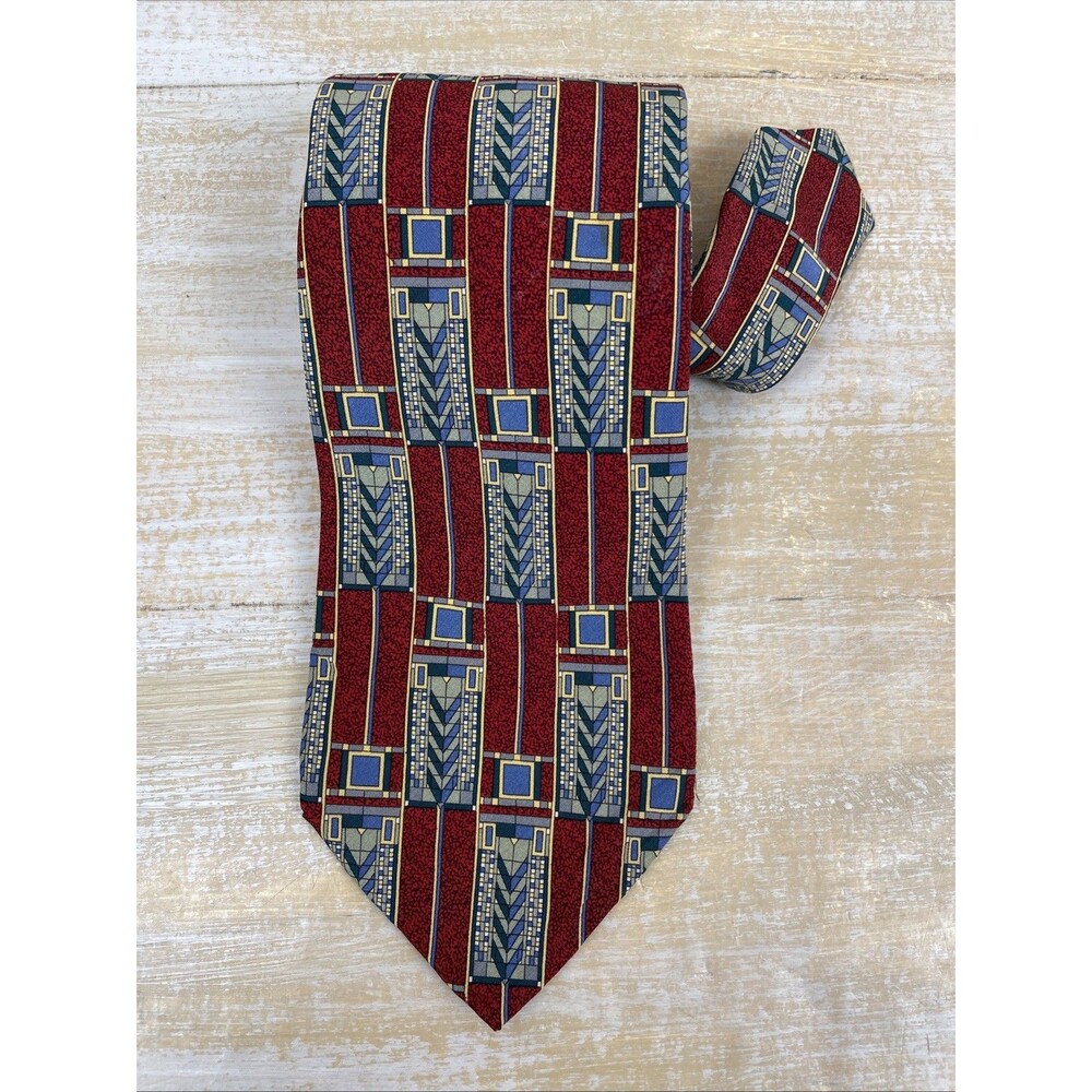Frank Lloyd Wright Boxelder "Tree Of Life Window" Tie 100% Silk 59.5"x4" Italy